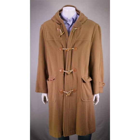 Calvin Klein Other - Calvin Klein Vintage 1980's Camel Brown Wool Hooded Duffle Coat Men's Large